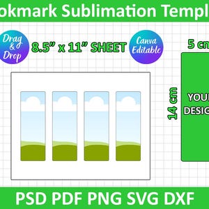 Bookmark Template Sublimation, Bookmark Template, SVG, DXF, Png, PSD, silhouette, cricut, Canva editable, instant download