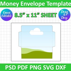 Money Envelope Template SVG, PSD, PNG, Dxf, Silhouette, Cricut, Printable, Canva Editable, Instant Download