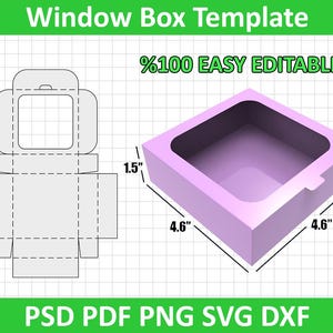Szablon okna Svg, Pudełko na prezent Svg, Szablon pudełka z kokardą, Pudełko sylwetkowe, Szablon kwadratowego pudełka, Pudełko ekspozycyjne, Svg dla Cricut, Szablon pudełka DIY