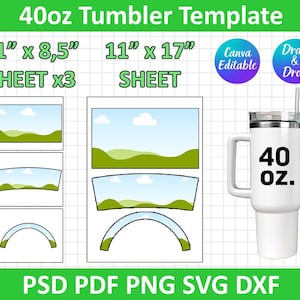 Sjabloon beker 40 oz, wrap beker 40 oz, sublimatie beker 40 oz, blanco sjabloon beker wrap, beker met handvat, png, bewerkbaar canvas