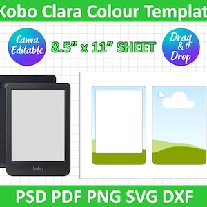 Gabarit couleur Kobo Clara, Gabarit Paperwhite, Sublimation Paperwhite, E-book, Ebook, Gabarit de liseuse, Silhouette, Toile, Cricut