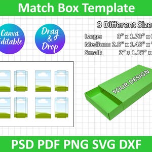 Szablon Matchbox Svg, Png, Dxf, Eps, Canva, Cricut, Sylwetka, Sublimacja, Plik do cięcia, Etykieta, Opakowanie, Do druku, Zrób to sam, Prezent, Cyfrowy