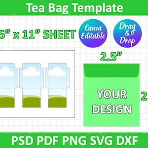 Tea Bag Envelope Template, Seed Packet Template, PSD, PNG, SVG, Dxf, Silhouette, Cricut, Printable, Canva Editable, Instant Download