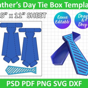 Father's Day Tie Box SVG, Dad box, Gifts For Dad & Grandpa, Happy Father's day Box DIY, Silhouette, Cricut, Canva Editable, instant download