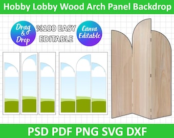 Hobby Lobby Wood Arch Panel Backdrop Template for Canva + Mockup, Hobby Lobby Backdrop Template, Drag and Drop Design in Canva, Background