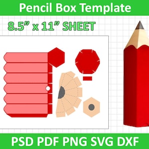 Bleistift Box Vorlage SVG, Lehrer Wertschätzung Geschenk Bevorzugung oder Back to School Leckerli Box, sofortiger Download, Schneidedatei für Cricut Silhouette