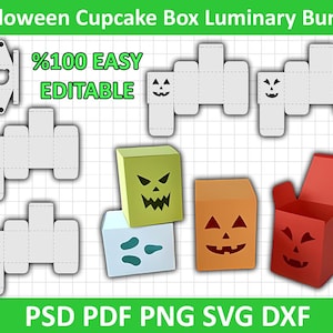 Halloween Box Template, Halloween Cupcake Box Luminary Bundle, Halloween Party Favor Box, Halloween Candy Favor Box, Kids Crafts Cut File