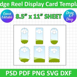 6 styles Badge Reel Card, Badge Reel Display Card SVG, Badge Reel Card Template, Png, Silhouette, Cricut, Canva Editable, instant download