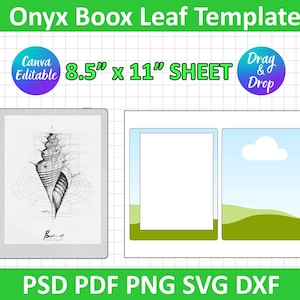 Onyx Boox Leaf Template, Paperwhite Template, Paperwhite Sublimation, E-Book, E-reader Template, Cricut, Silhouette, Canva Editable