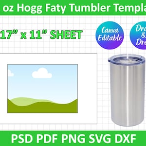 22 oz Hogg Fatty Tumbler Template, SVG, PDF, PNG, dxf, Sublimation Wrap Silhouette and Cricut, Canva Editable, instant download