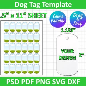 Dog Tag Template SVG, Dog tag template, DXF, Png, Psd, Silhouette, Cricut, Printable, Canva Editable, Instant Download