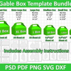 Gable Box Template Bundle SVG, Box Svg, Gable Box Svg, Box Templates Svg, Gable Box Cricut Svg, Party Favors, Gift Box, Easy Editable