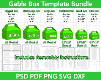 Gable Box Template Bundle SVG, Box Svg, Gable Box Svg, Box Templates Svg, Gable Box Cricut Svg, Party Favors, Gift Box, Easy Editable