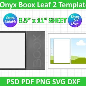 Onyx Boox Leaf 2 Template, Paperwhite Template, Paperwhite Sublimation, E-Book, E-reader Template, Cricut, Silhouette, Canva Editable
