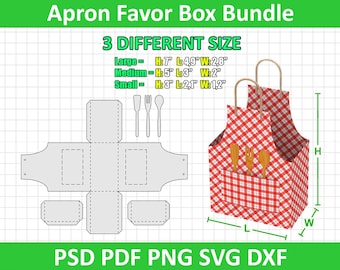 Apron Favor Box SVG Template, Apron box template, Favor Bag SVG, Favor Box SVG, Cricut Cut Files, Sihouette Cut Files