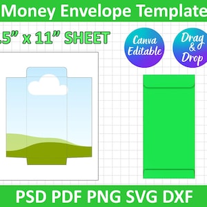 Money Envelope Template SVG, Case Envelope Cut file, PNG, SVG, Dxf, Silhouette, Cricut, Printable, Canva Editable, Instant Download