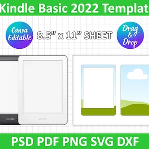 Kindle Basic 2022 Template, Kindle Basic Skin Template, Clear Case Insert Template, E-reader Template Canva, Paperwhite Sublimation Template