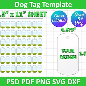 Dog Tag Template SVG, Dog tag template, DXF, Png, Psd, Silhouette, Cricut, Printable, Canva Editable, Instant Download