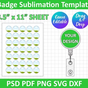 Badge Reel Sublimation, Badge Reel Display Card, Badge Reel Card Template, SVG, DXF, Png, Psd, Canva Editable, instant download