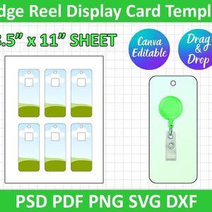 Badge Reel Card, Badge Reel Display Card, Badge Reel Card Template, SVG, DXF, Png, Psd, Silhouette, Cricut, Printable, Canva Editable
