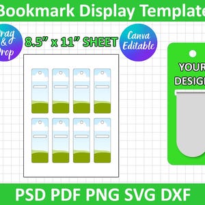 Magnetic Bookmark Holder Template, Bookmark Display Template SVG, DXF, Png, PSD, Silhouette, Cricut, Canva Editable, instant download