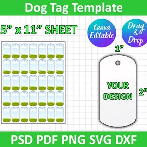 Dog Tag Template, Dog tag template Silhouette Studio File, SVG, DXF, Png, Psd, Canva Editable, instant download