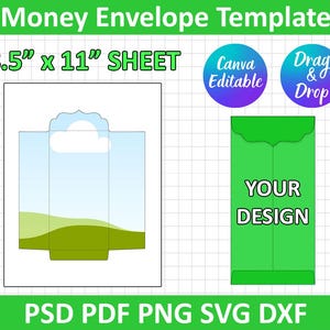 Money Envelope Template SVG, Case Envelope Cut file, PNG, SVG, Dxf, Silhouette, Cricut, Printable, Canva Editable, Instant Download