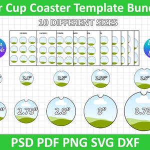 Car Coaster Template, Car Cup Coaster Svg, Mockup Template, Car Cup Coaster Sublimation Prints, Cricut, Silhouette, dxf, pdf, Canva Editable