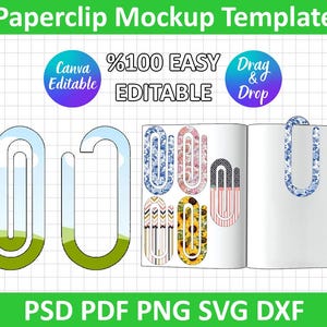 ペーパークリップ モックアップ SVG、Canva ペーパークリップ モックアップ デザイン、教師向けのクリエイティブなギフト、教室用品、昇華転写用ペーパークリップ デザイン