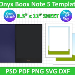 Onyx Boox Note 5 Template, Paperwhite Template, Paperwhite Sublimation, E-Book, E-reader Template, Cricut, Silhouette, Canva Editable