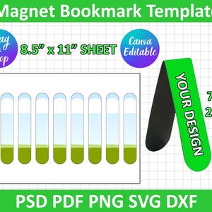 Magnetic Bookmark Template, Bookmark Template SVG, DXF, Png, PSD, Silhouette, Cricut, Canva Editable, instant download