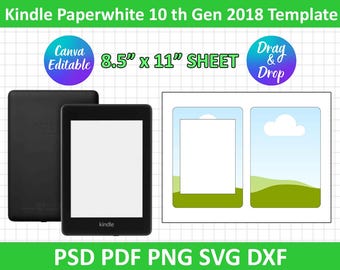 Kindle Paperwhite 10 th Gen 2018 template, Paperwhite Template, Paperwhite Sublimation, Ebook, Canva, E-reader Template, Silhouette, Cricut