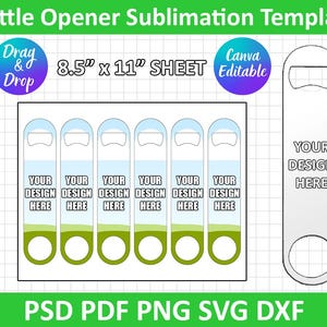 Bottle Opener Template SVG PNG, Stainless Steel Bottle Opener, Beer Bottle Opener Sublimation Template, Blank Template, psd, Canva Editable