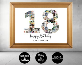 9th Birthday Photo Collage Template, Number 9 Collage, 9th Collage, 9th ...