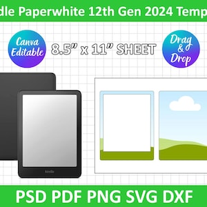 Kindle Paperwhite 12th Gen 2024 Template, Kindle Skin Template, Clear Case Insert Template, Paperwhite Sublimation, E-reader Template, Canva