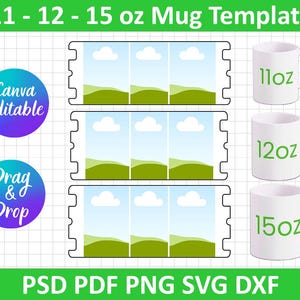 Becherverpackungsvorlage SVG, 11 Unze 12 Unze 15 Unze 24 Unze 31 Unze Becherverpackungsvorlage, Bechervorlage Sublimation, Becherverpackungsbechervorlage Canva, Canva Bearbeitbar