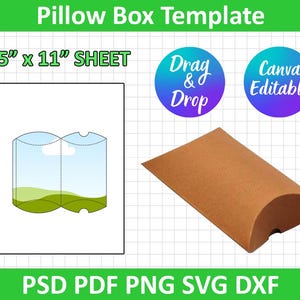 Pillow box template, pillow box svg, pillow boxes cut files, SVG for cricut, cricut box template, gift box svg, canva edit, Instant Download