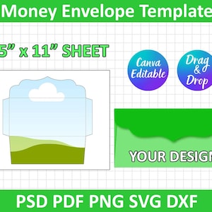 Money Envelope Template SVG, Money Envelope Template svg, PSD, PNG, Dxf, Silhouette, Cricut, Printable, Canva Editable, Instant Download