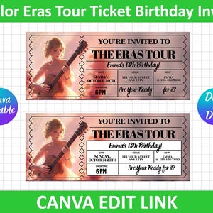 Taylor Eras Tour Ticket Birthday Invite, Taylor Party, Eras Party Ticket Invitation, Swiftie Birthday Invitation In My Birthday Eras Party