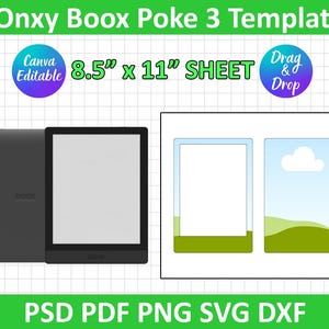 Onyx Boox Poke 3 Template, Paperwhite Template, Paperwhite Sublimation, E-Book, Ebook, E-reader Template, Cricut, Silhouette, Canva Editable