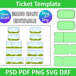 Ticket SVG PNG | Ticket Vorlage zwar | Leere Ereignis-Karte | Gutschein schnittdatei | Benutzerdefiniertes Ticket-Bundle | Konzertkarte svg | Kinokarte svg