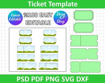 Ticket SVG PNG | Ticket Template Svg | Empty Event Ticket | Coupon cut file | Custom Ticket Bundle | Concert ticket svg | Movie Ticket Svg