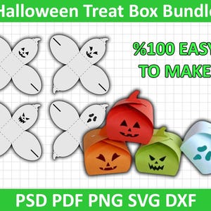 Halloween Treat Box Bundle, Halloween Box Template, Cut Files, Halloween Party Favor Box, Halloween Candy Favor Box, Kids Crafts Cut File