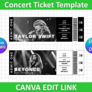 Editable Concert Ticket Template, Custom Concert Ticket Gift, Surprise Printable Concert Tickets Gift Idea, DIY Event Ticket, Canva Template