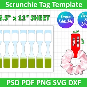 Scrunchie Tag Template, scrunchie holder template, Scrunchie Label svg, Printable, Scrunchie tag, Scrunchie Hang Tags, Canva Editable