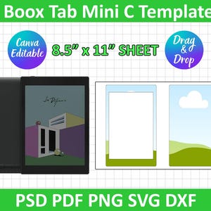 Boox Tab Mini C Template, Paperwhite Template, Paperwhite Sublimation, E-Book, E-reader Template, Cricut, Silhouette, Canva Editable