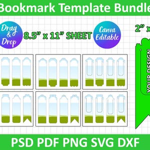 Bookmark Template Bundle, Bookmark Template SVG, DXF, Png, PSD, Silhouette, Cricut, Canva editable, İnstant download