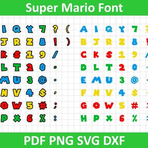 Super Mario Font Svg, Super mario cool Font letters Svg, Mario bros typography, Pdf, Eps, Ai, Vector, Cricut Cut Files, Silhouette Cut Files