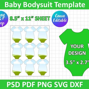 Baby Bodysuit Gift Tag SVG, Baby Bodysuit cutout shape template, baby shower gift tag, Silhouette, Cricut, Canva Editable, instant download