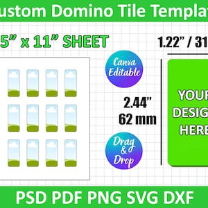 Domino-Fliesenvorlage svg, runde Ecke Domino-Fliesenvorlage, leere Domino-Fliesenvorlage, 8,5 &quot;x 11&quot;, Canva Editierbar, sofortiger Download